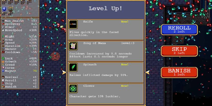 The Spinach accessory in Vampire Survivors.