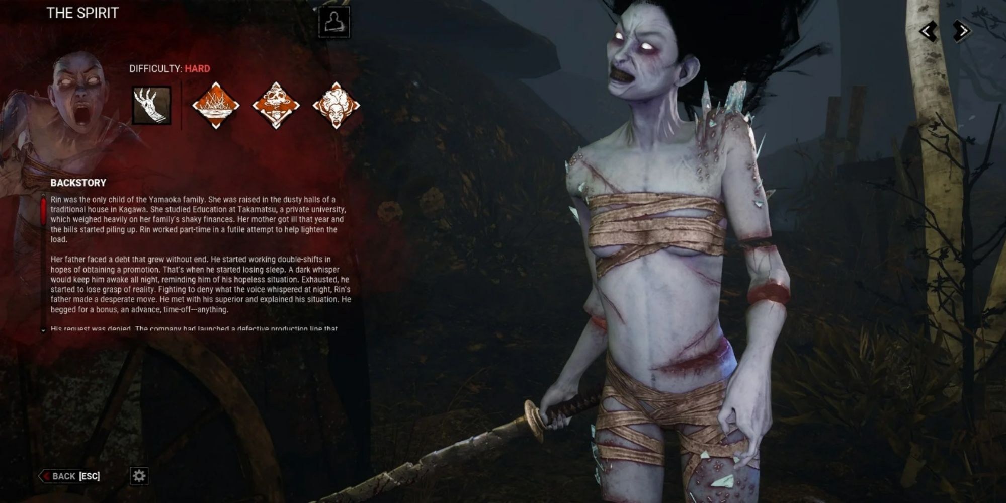 The Spirit and her perks from Dead by Daylight