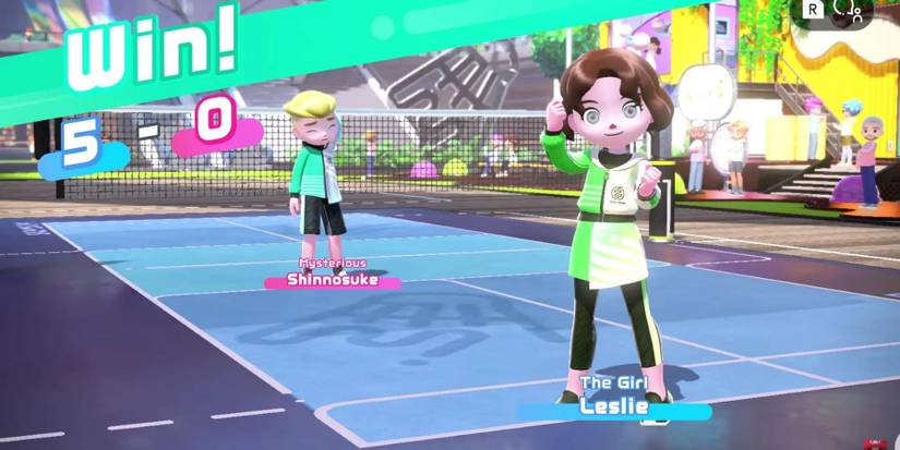 Two Sportsmates after a badminton match in Nintendo Switch Sports