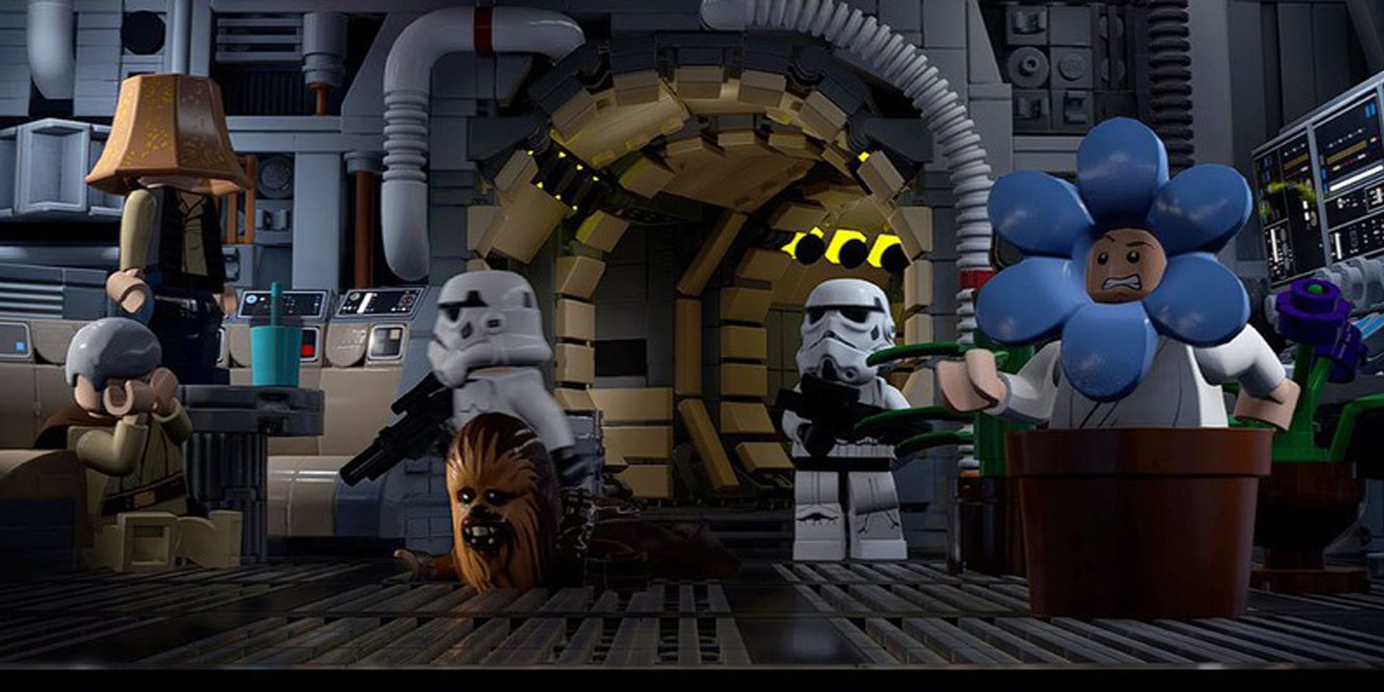 Stormtroopers And A Disguised Millenium Falcon Crew In Lego Star Wars: The Skywalker Saga