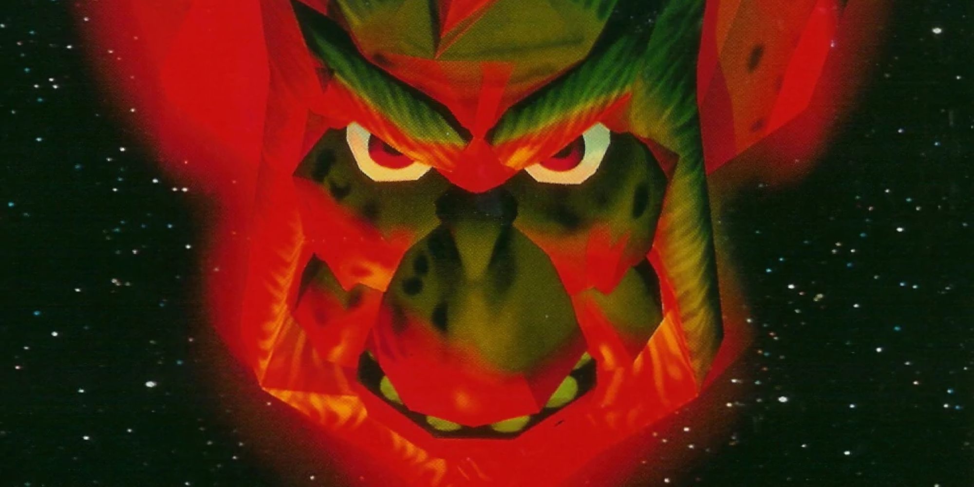 Andross' head in space in promo art for Star Fox 64