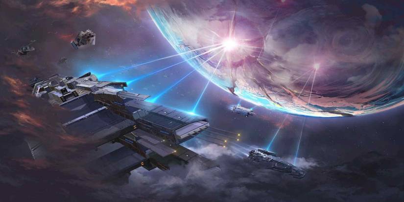 Colossus vessel in Stellaris destroying a planet