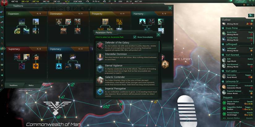 List of Stellaris perks including Galactic Contender