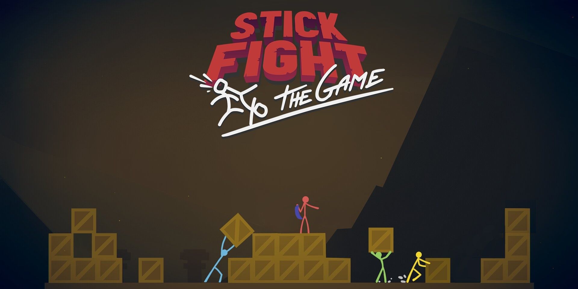 Stick Fight Title Screen Showing 4 Player Brawl