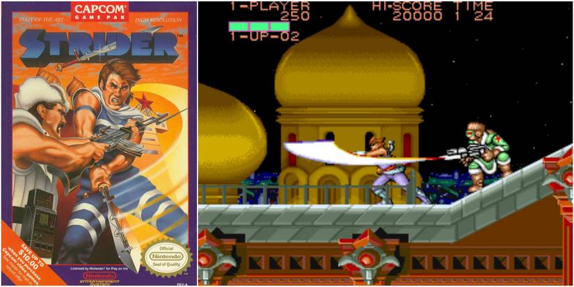 Strider cover art NES gameplay