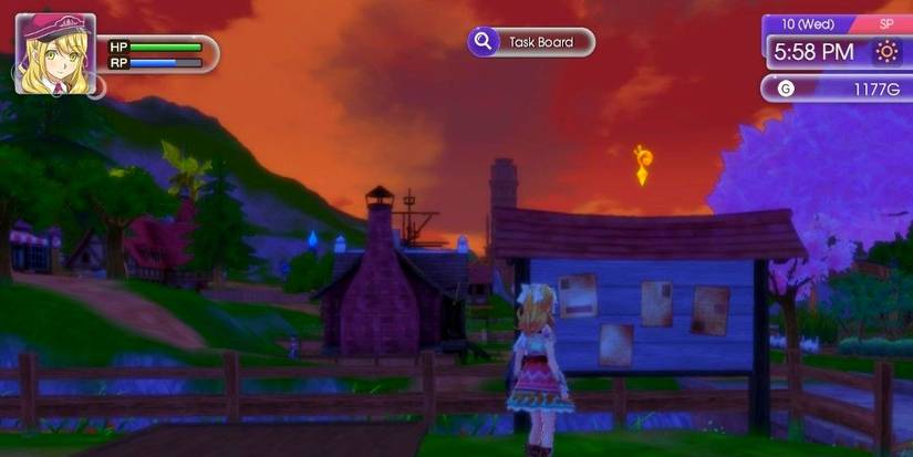 The player is standing next to the task board in rune factory 5