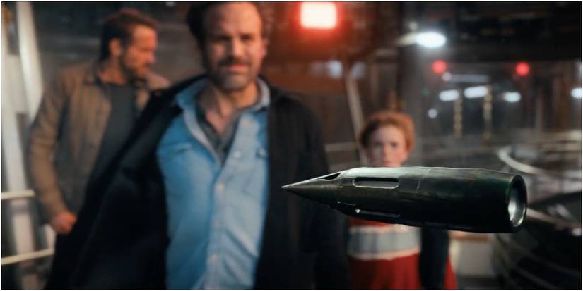 The Adam Project Movie Sceenshot of Bullet Being Attracted by the Explosion