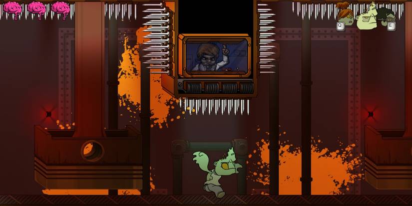 Three Dead Zed mutated zombie running through gory spiked dungeon