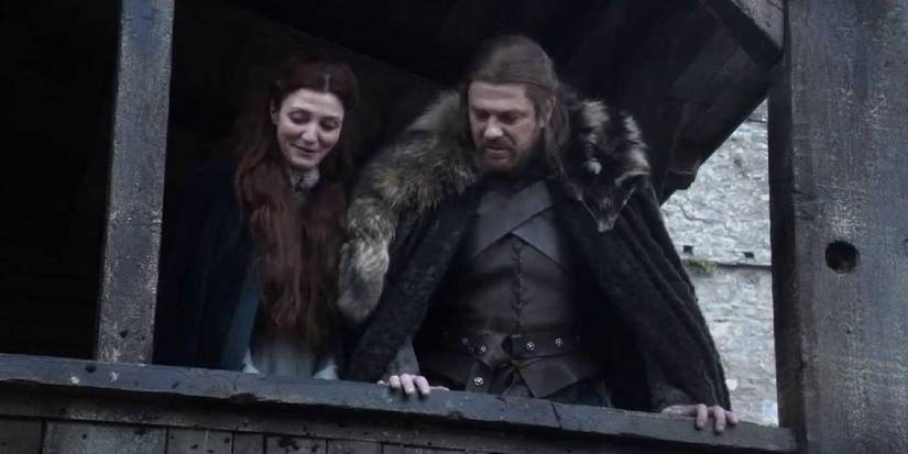 Ned and Catelyn in Winterfell in the first episode of Game of Thrones