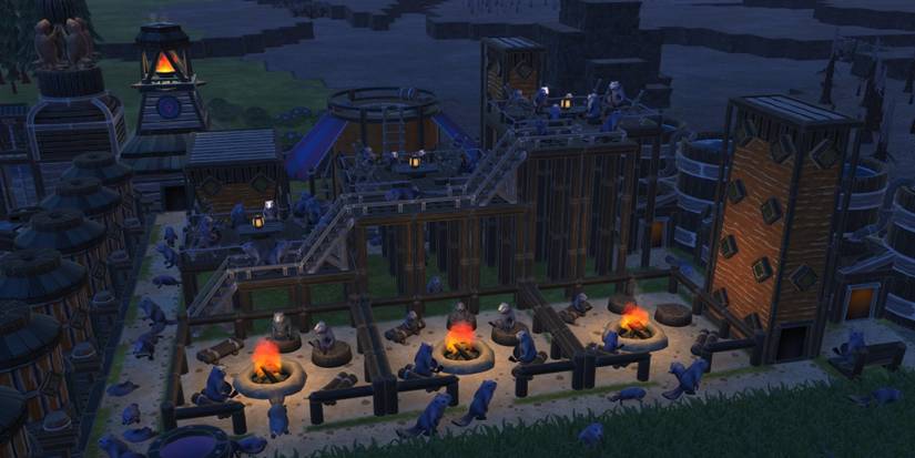 Timberborn - Sitting around a campfire