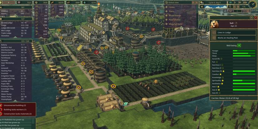 Timberborn - A city with the UI in view