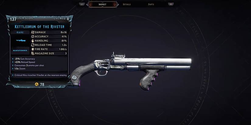 Tiny Tina Wonderlands Kettledrum of the Riveter stat card