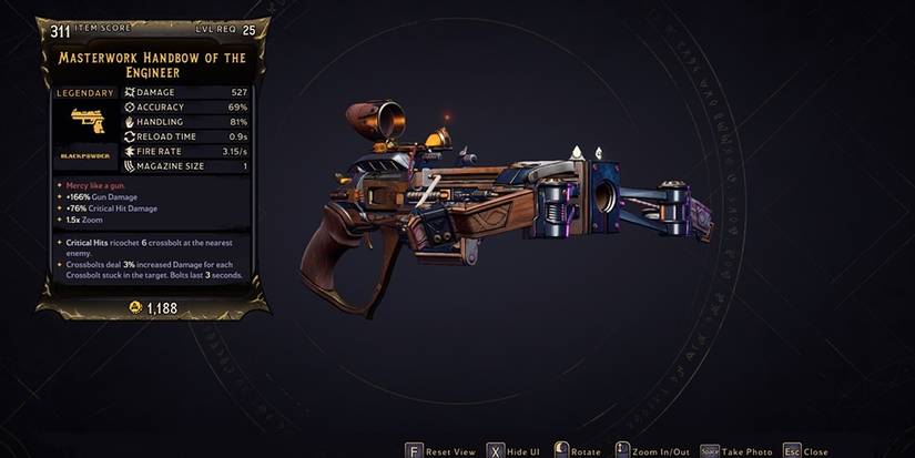 Tiny Tina Wonderlands Masterwork Handbow legendary crossbow stat card