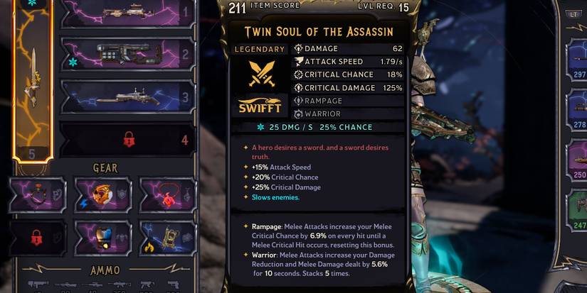 Tiny Tina Wonderlands Twin Soul legendary melee weapon stat card