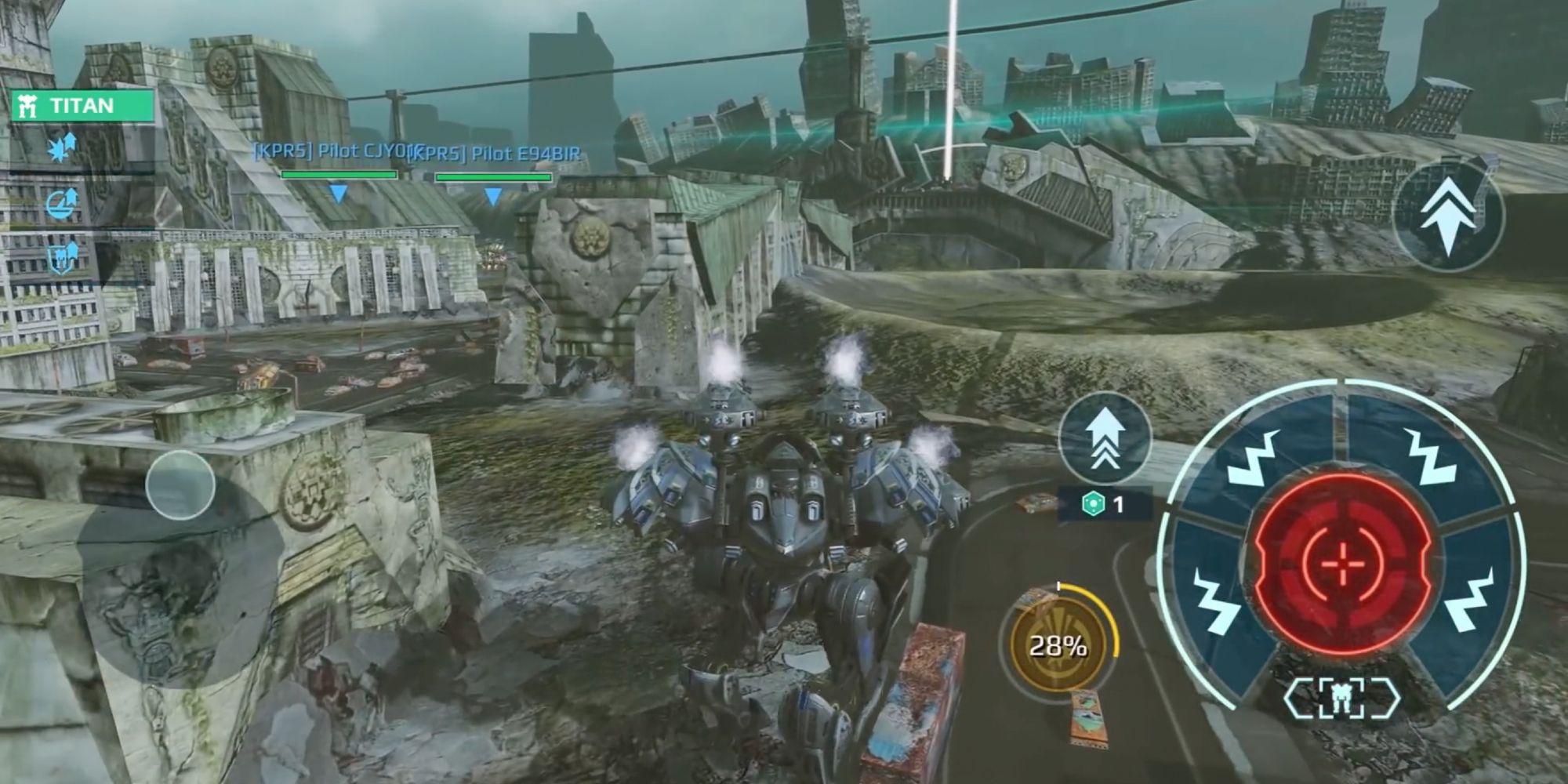 Titans in War Robots - Heimdall - Titan aims at enemies at long-range