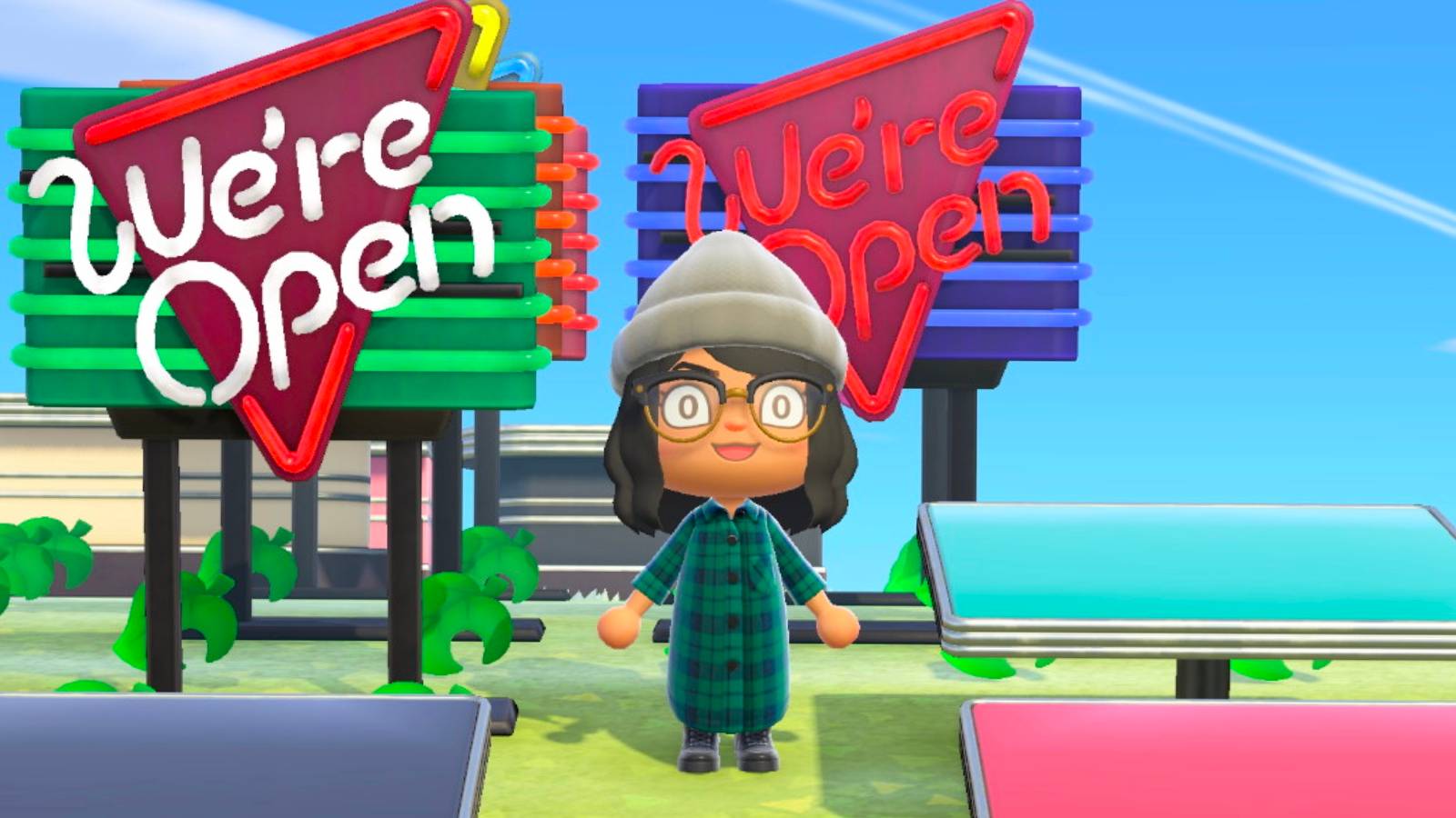 Animal Crossing New Horizons Treasure Island we're open signs