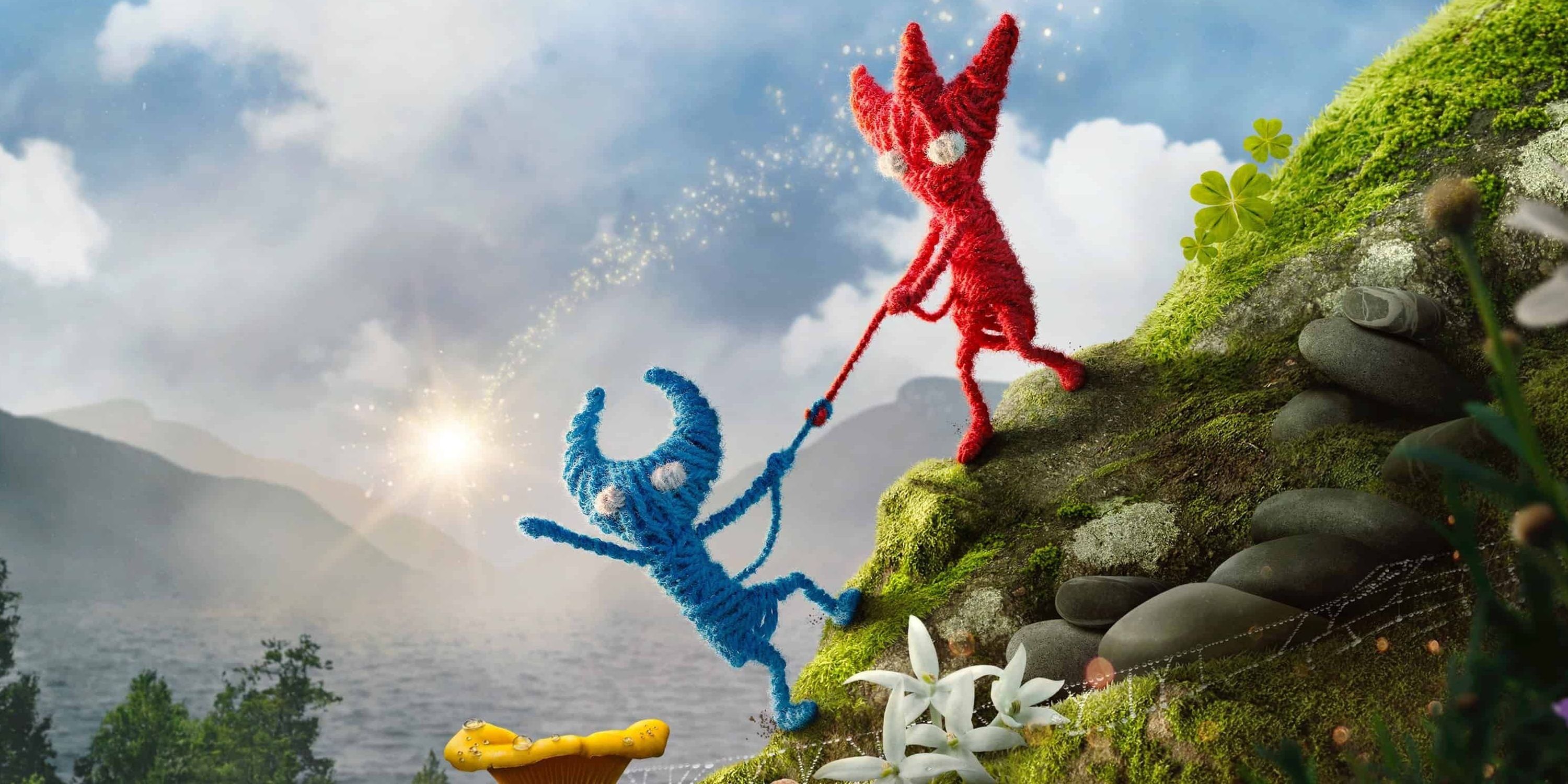 game art of two yarn creatures from Unravel 2