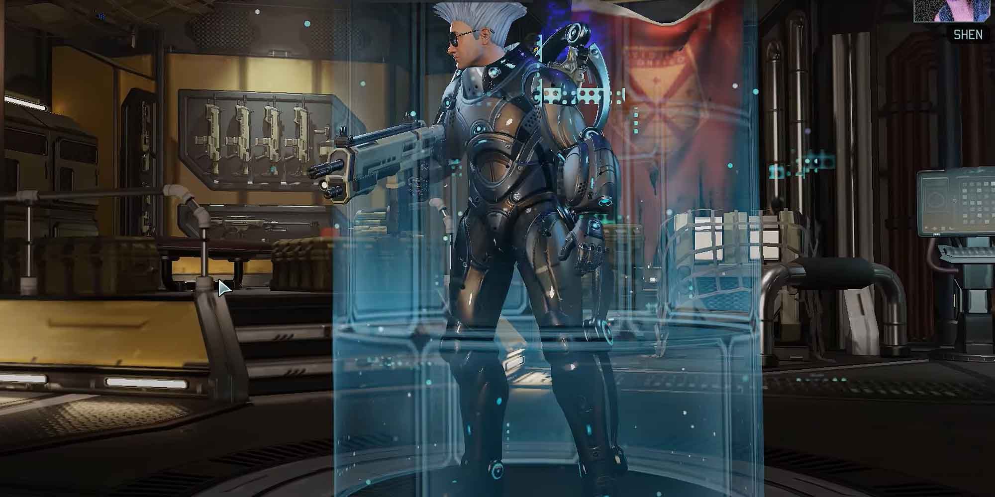 A soldier equipped with the WAR Suit armor in Xcom 2