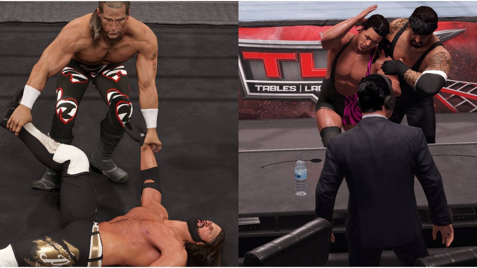 WWE 2K22 Shawn dragging AJ - Undertaker slamming Steiner