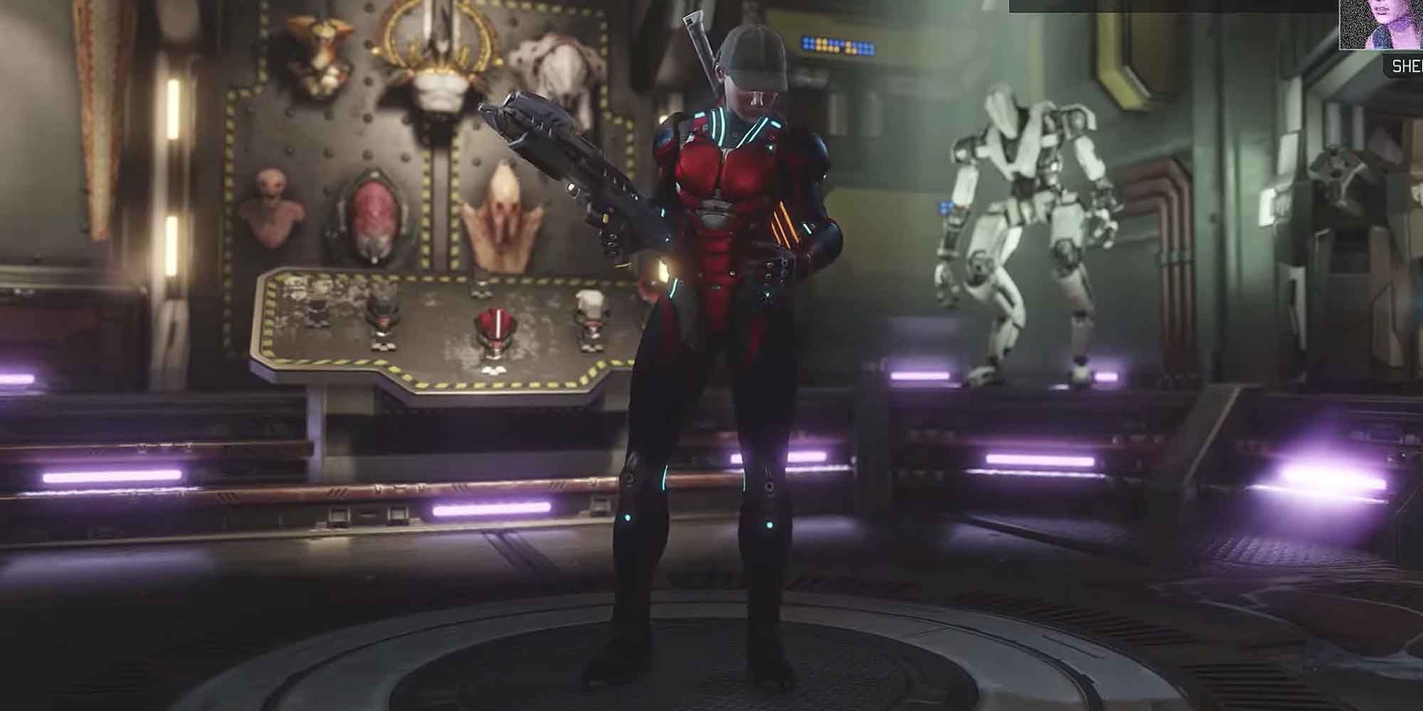 A soldier equipped with the Warden Armor in Xcom 2