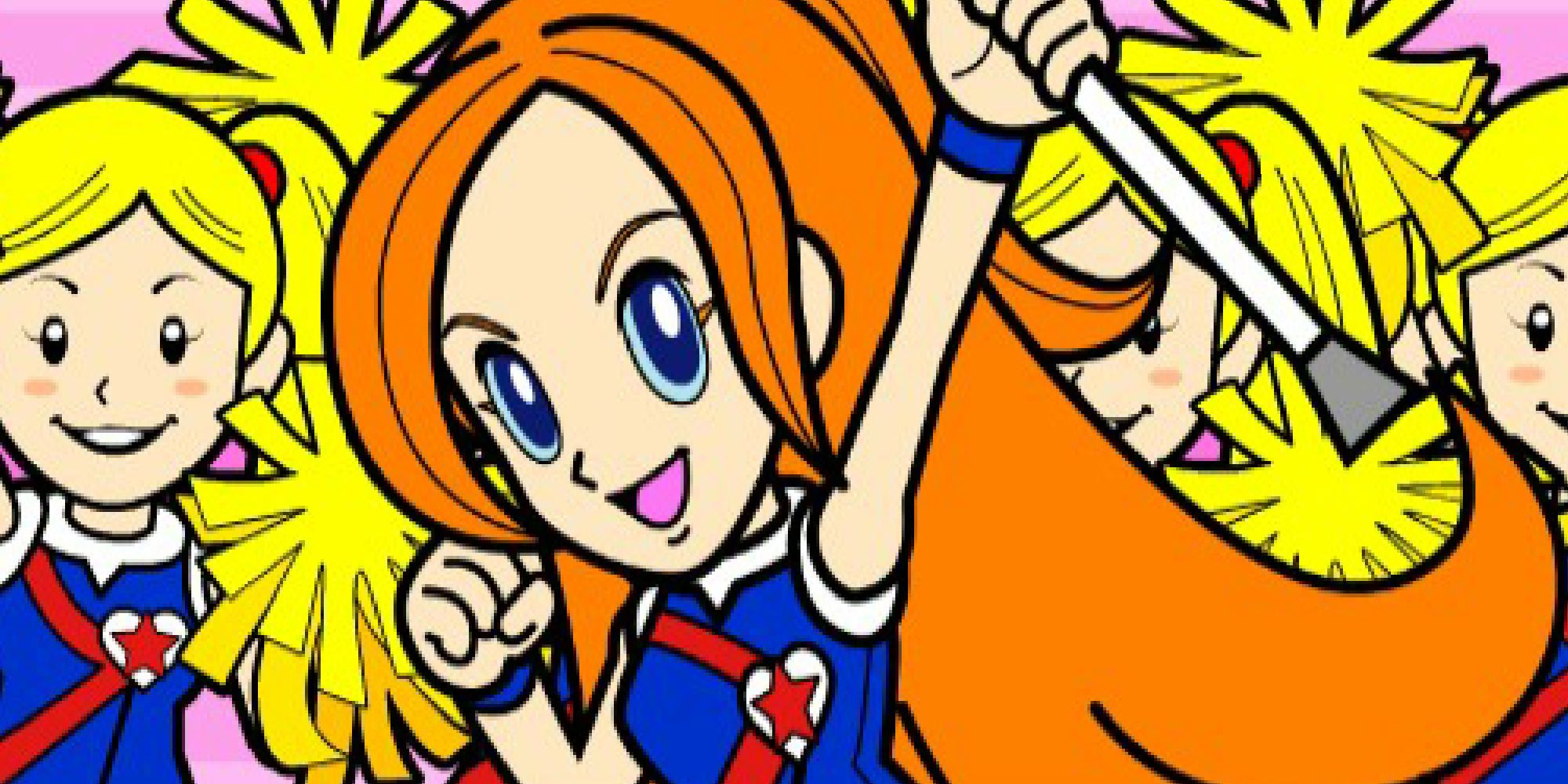 Mona cheerleading in a cutscene from WarioWare Smooth Moves