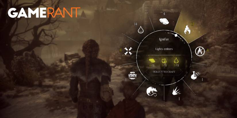 A Plague Tale Innocence weapon/ammunition wheel HUD 