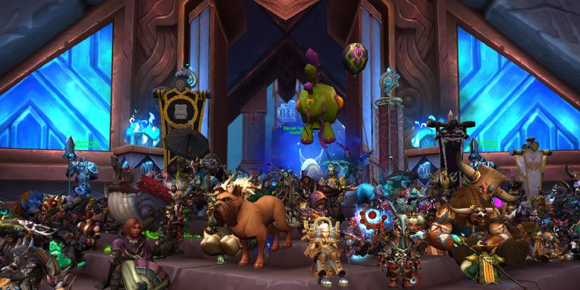 A gathering of players in protest in World of Warcraft