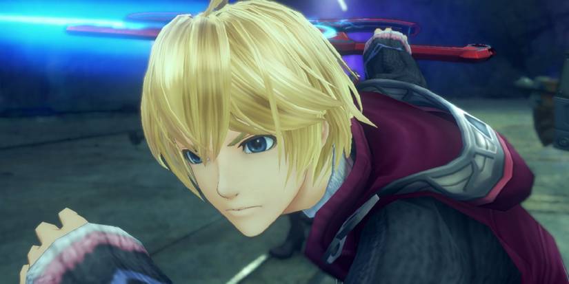 Shulk wielding the Monado Blade in battle in Xenoblade Chronicles for Switch