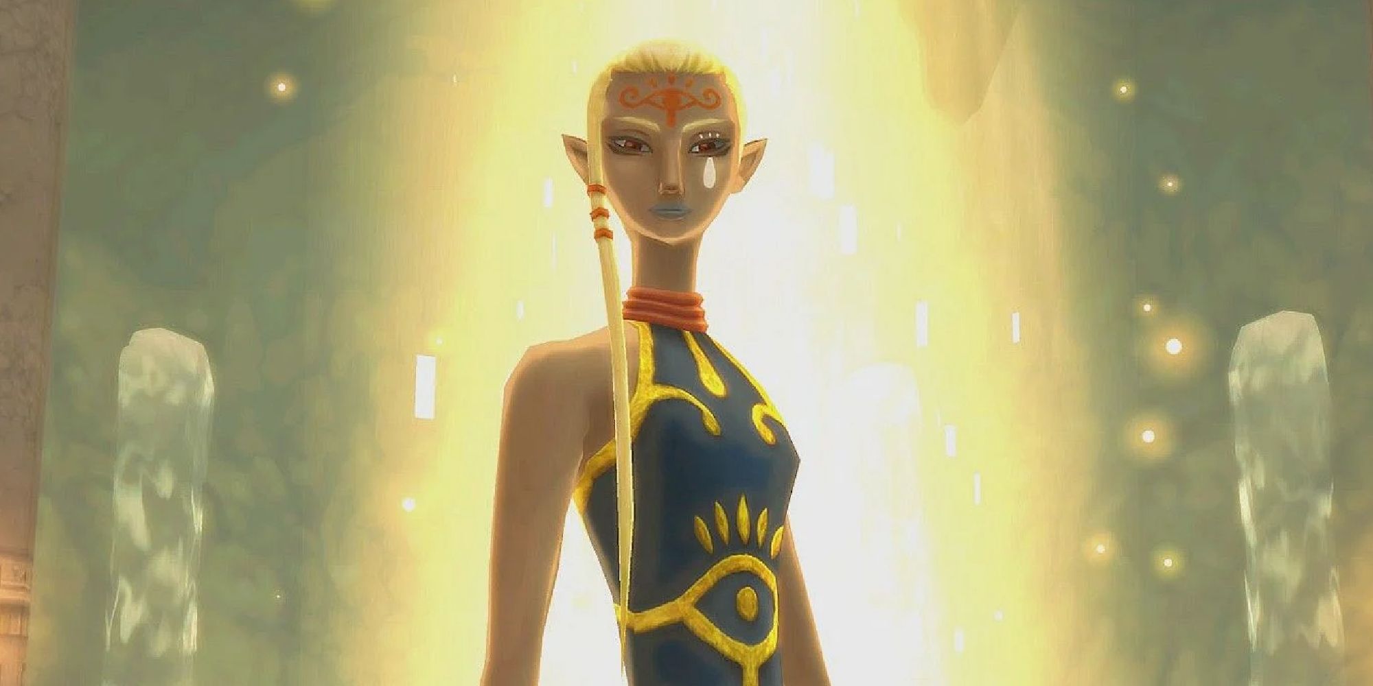 Young Impa appearing through a portal of light in Skyward Sword