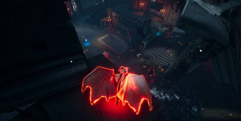 a ghostly red gargoyle in midnight ghost hunt