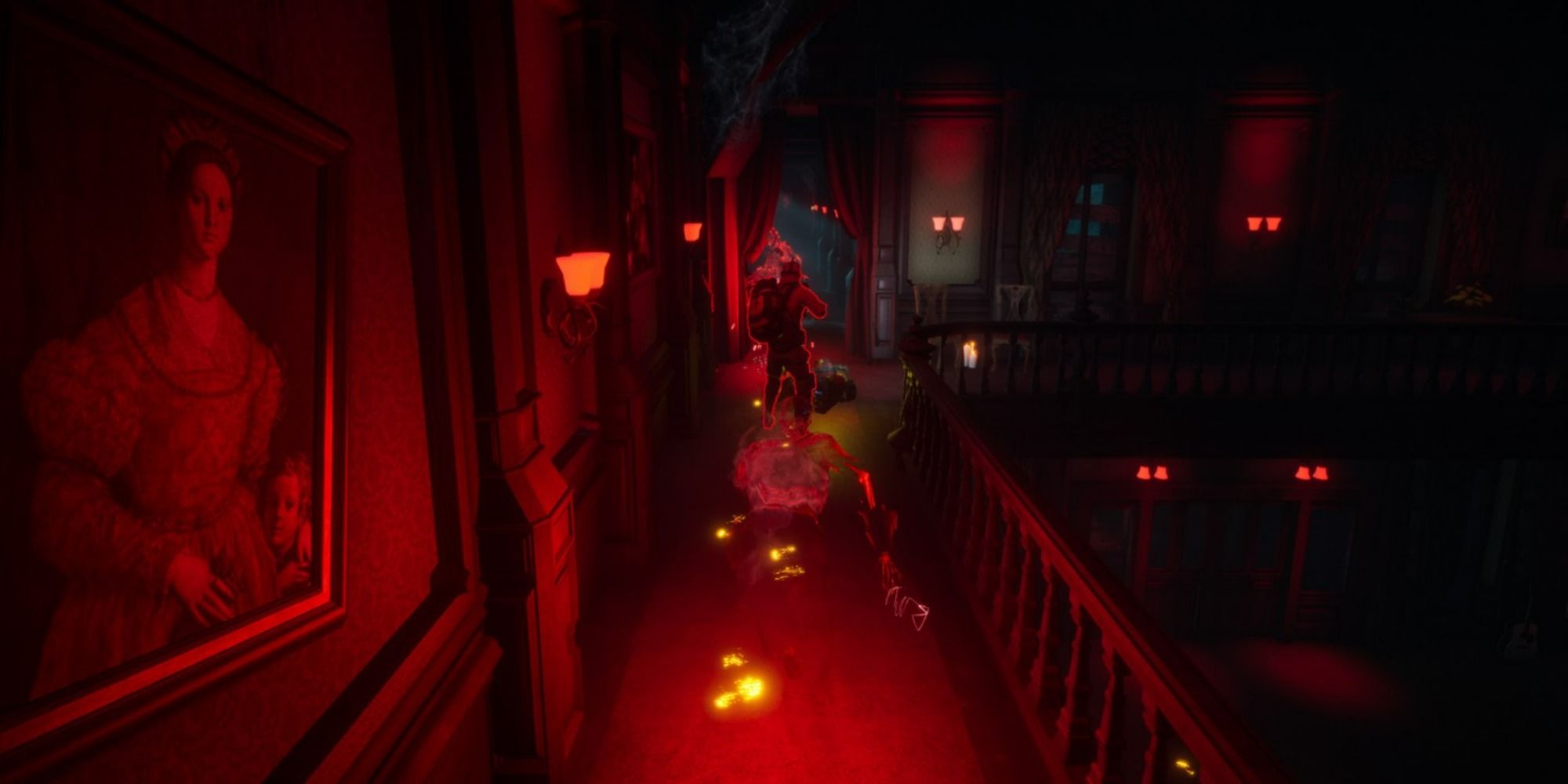 a spooky red midnight ghost in the mansion in midnight ghost hunt