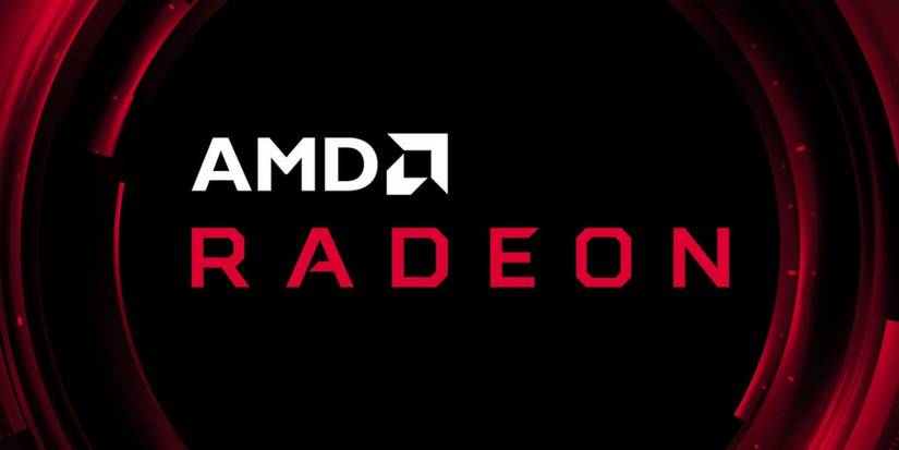 The AMD Radeon logo on a circular black and red background.