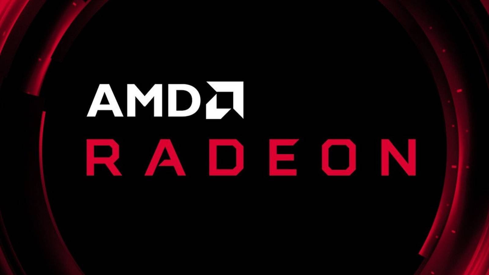 The AMD Radeon logo on a circular black and red background.