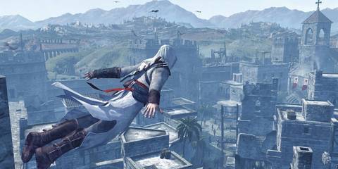 assassins creed altair doing a leap of faith 