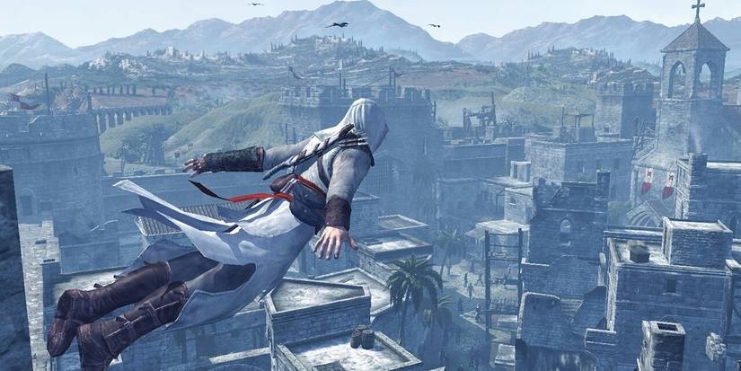 assassins creed altair doing a leap of faith 