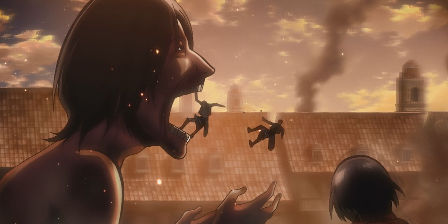 attack on titan titans eating anime