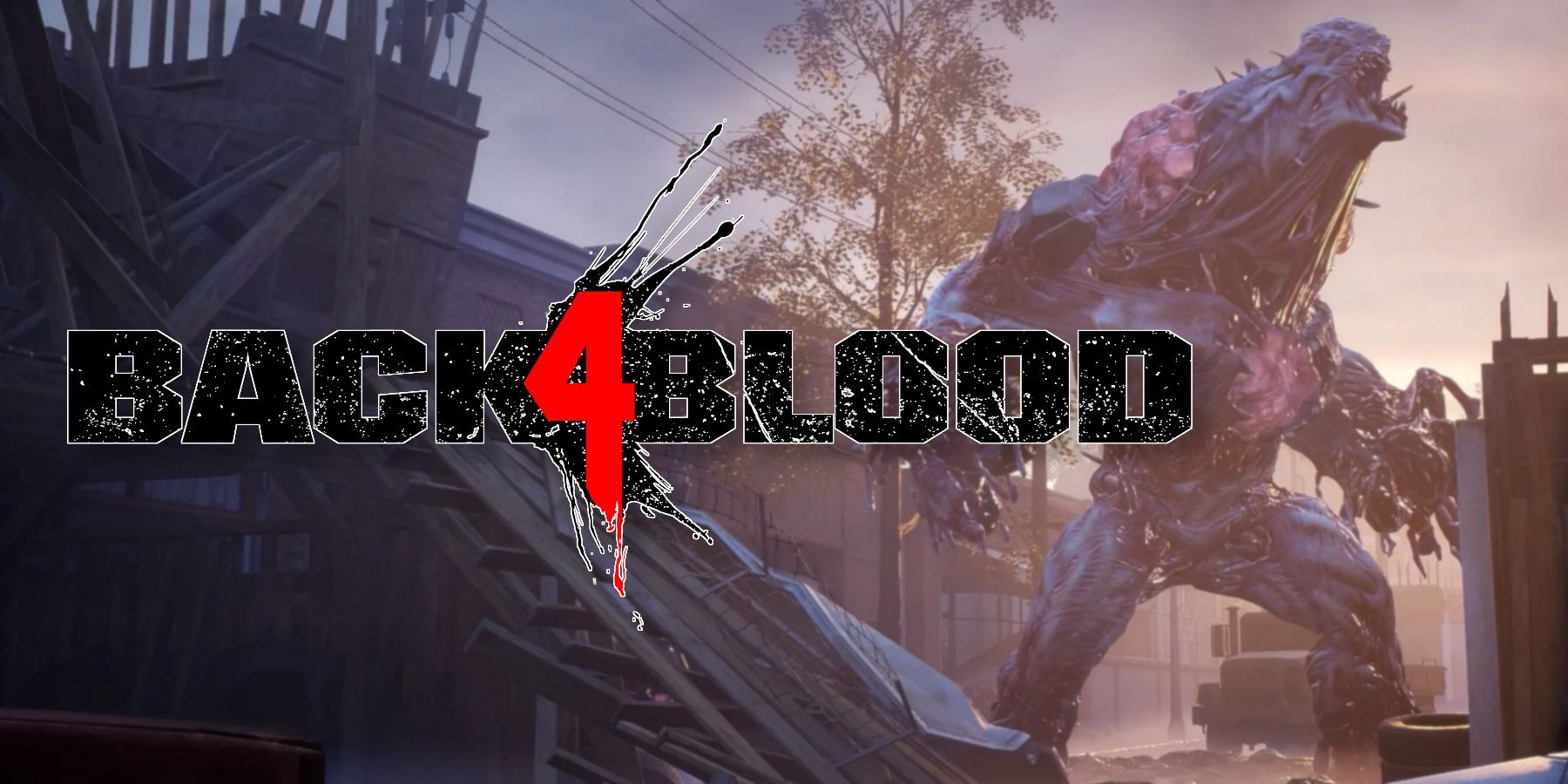 An image of an ogre in the background with the Back 4 Blood logo in the foreground.