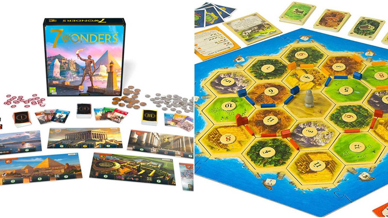 (Left) 7 Wonders (Right) Catan