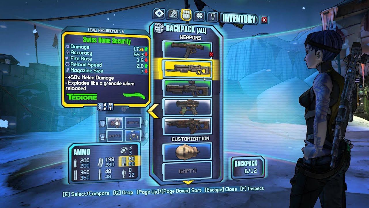 borderlands 2 player inventory