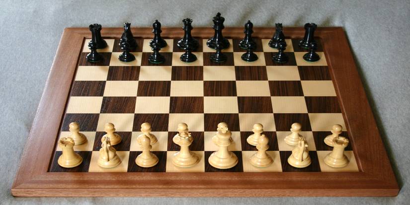 A chess board in starting position