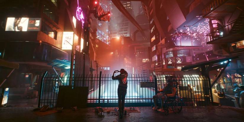 cyberpunk 2077 character making heart sign