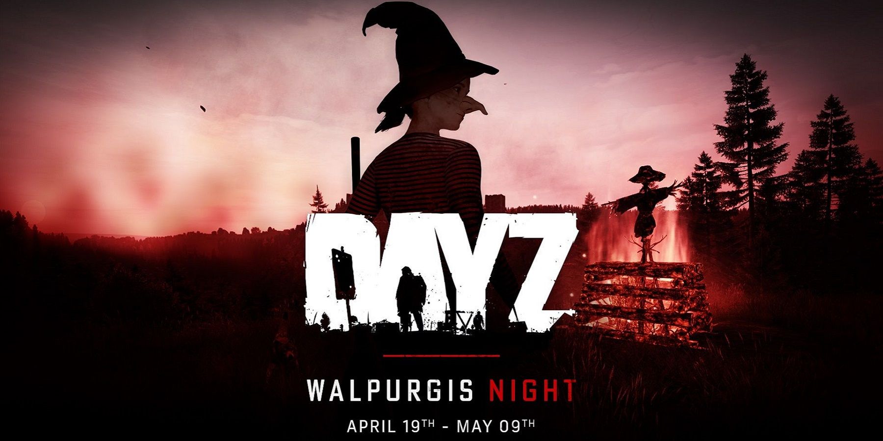 DayZ logo with a Withc-looking person behind it and the "Walpurgis Night" event being shown.