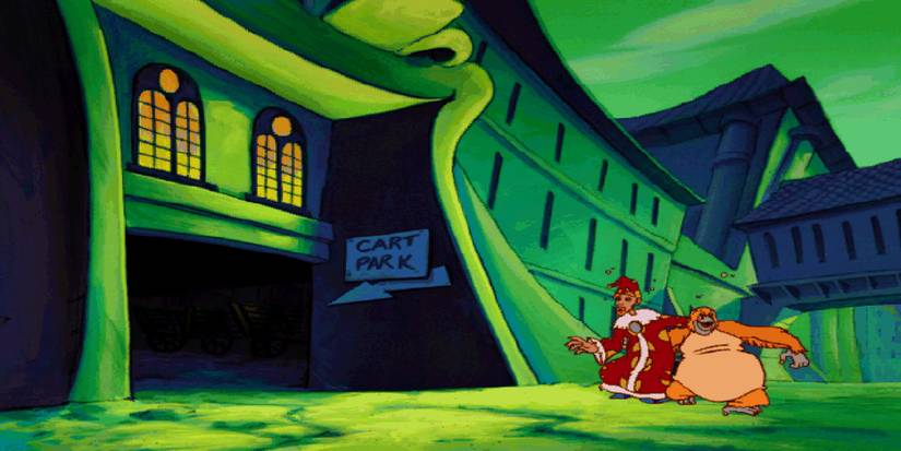 Characters sneaking into the cart park