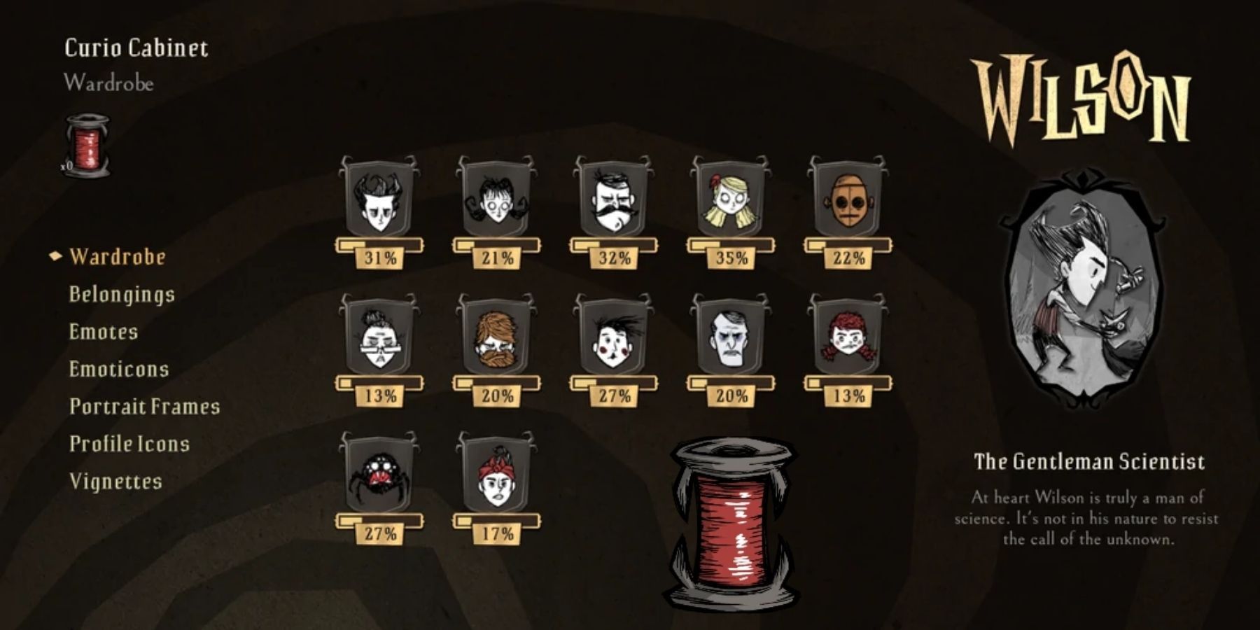 don't starve together spools characters curio cabinet