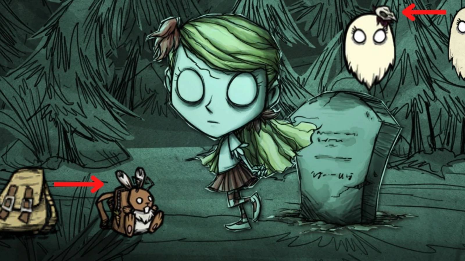 don't starve together spools wendy abigail backpack curio cabinet 