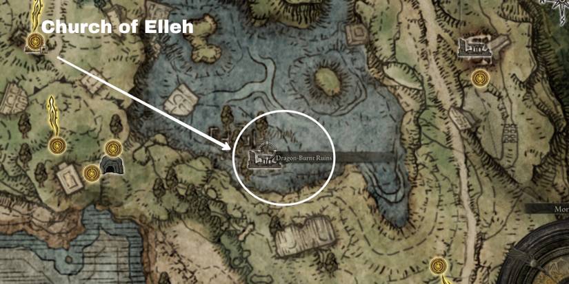 dragon burnt ruins location in elden ring