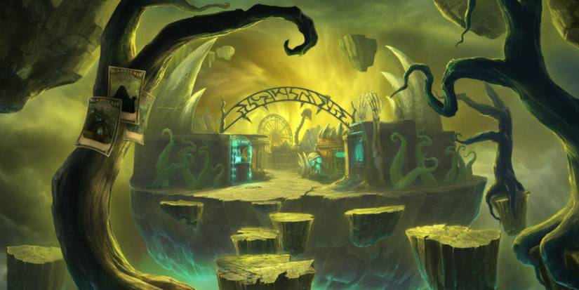 ethereal carnival entrance area with floating rocks in dark arcana the carnival