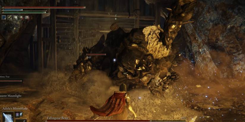 fallingstar beast as a boss in Sellia crystal tunnel in elden ring