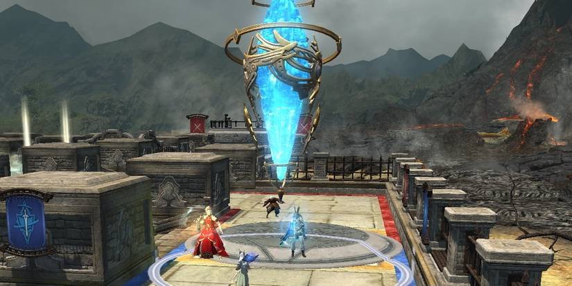 the players are taking part in a crystalline conflict match and are battling for control of the crystal in final fantasy 14