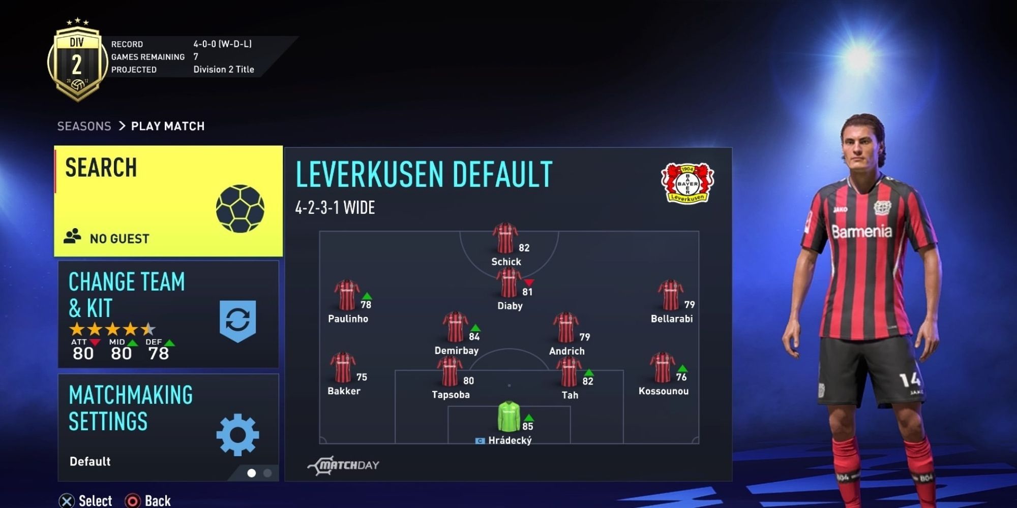 Bayer Leverkuson on FIFA 22 Online Seasons.